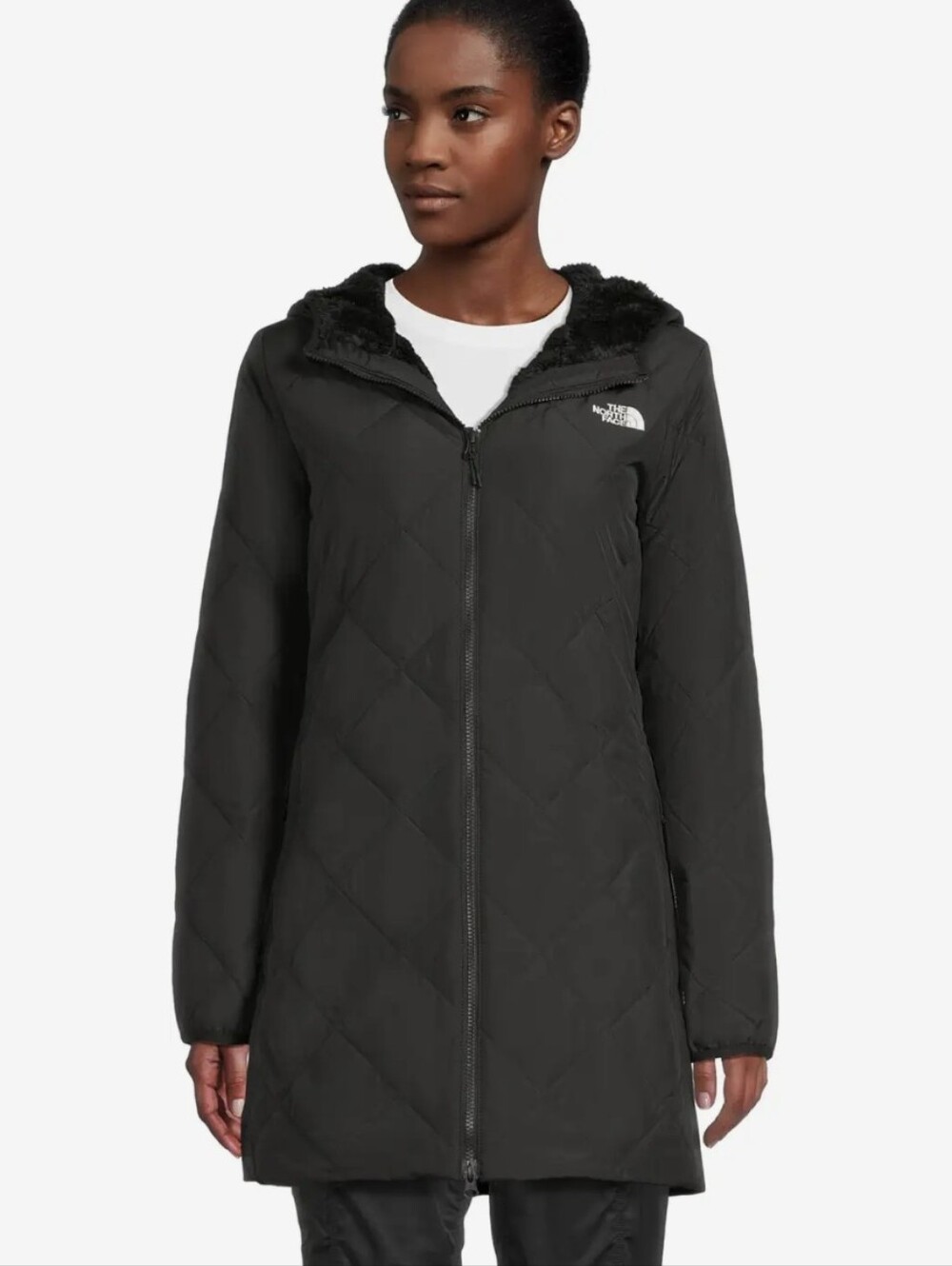 The North Face Women's Black Long Quilted Hooded Puffer Coat